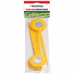 Bird B Gone Yellow Scare Bird Garden Stakes visual deterrents pack