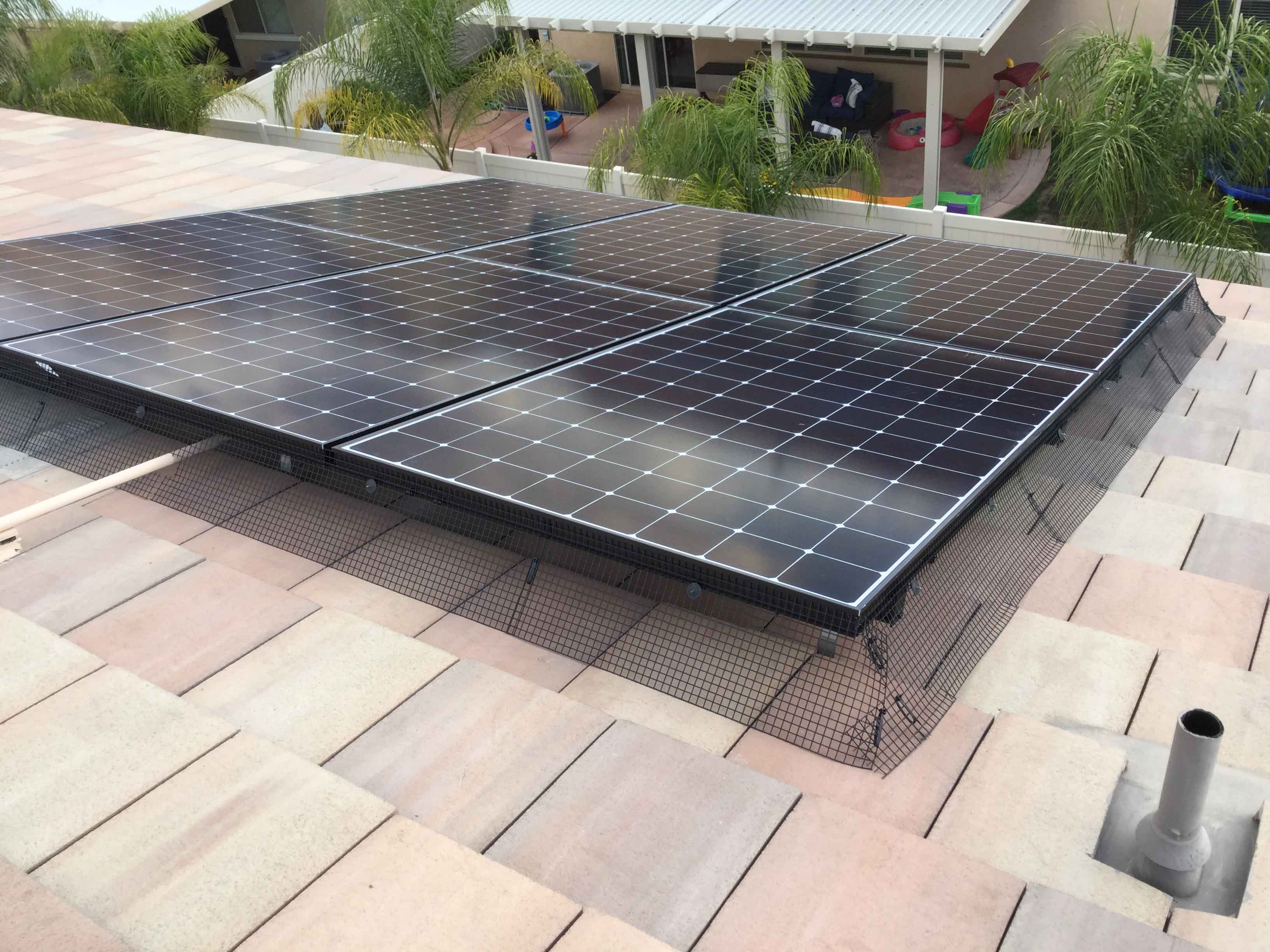 fully installed solar panel bird deterrent kit